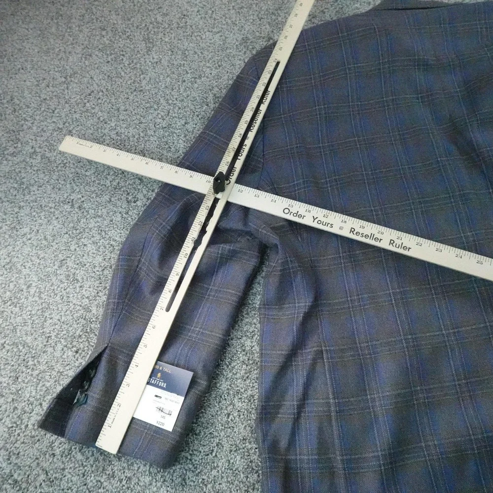 NEW Stafford Blazer Mens 54S Gray Plaid Wool Unstructured Sport Coat Suit Jacket